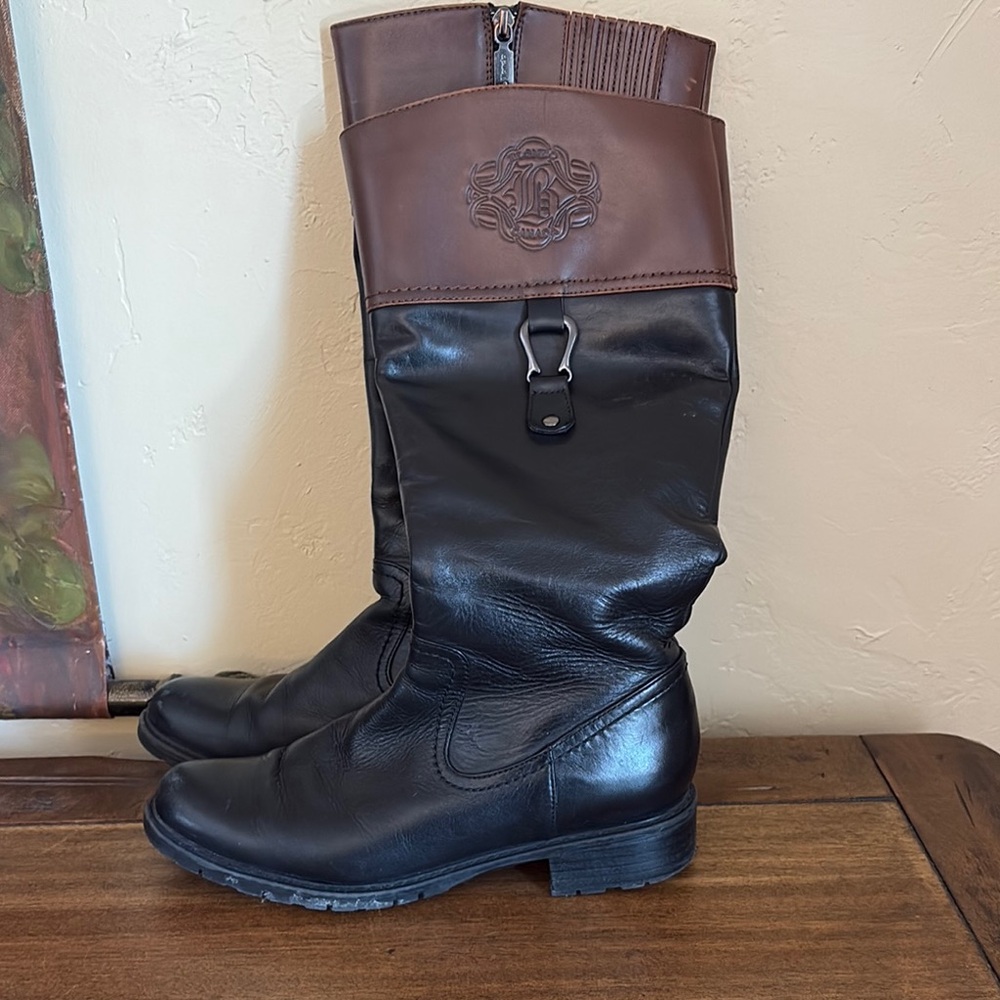 Black and Brown Knee Full Leather Boots 8